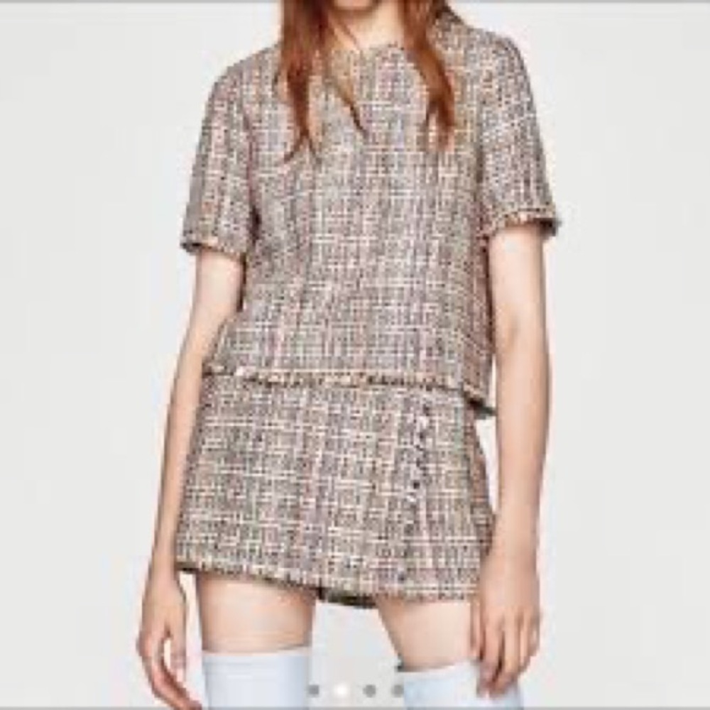 Zara Multicolor Tweed Dress Set  suit short pants and top​​​